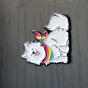 White Samoyed Dog with Scarf Enamel Pin